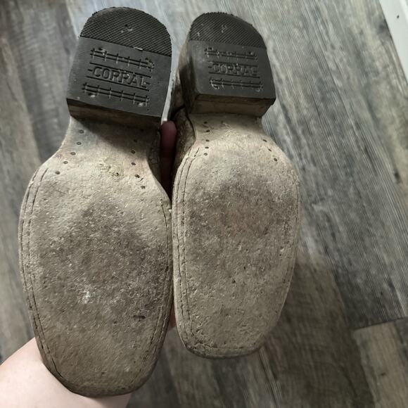 Corral Boots Vintage Aztec Bronze Turquoise Western Cowboy Boots E1052 Girls 3.5 - Picture 4 of 9